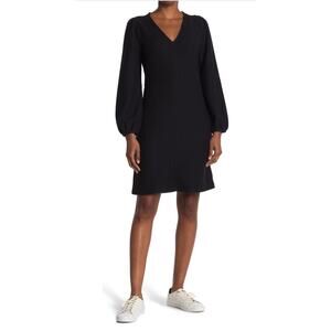 Madewell Texture & Thread Ribbed Knit Dress In Black NWT Womens Size Medium